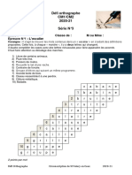 Défi Orthographe Cm1/Cm2 2020-21 Série N°3: Ecole: Classe De: Moumme: Epreuve N°1: L'Escalier