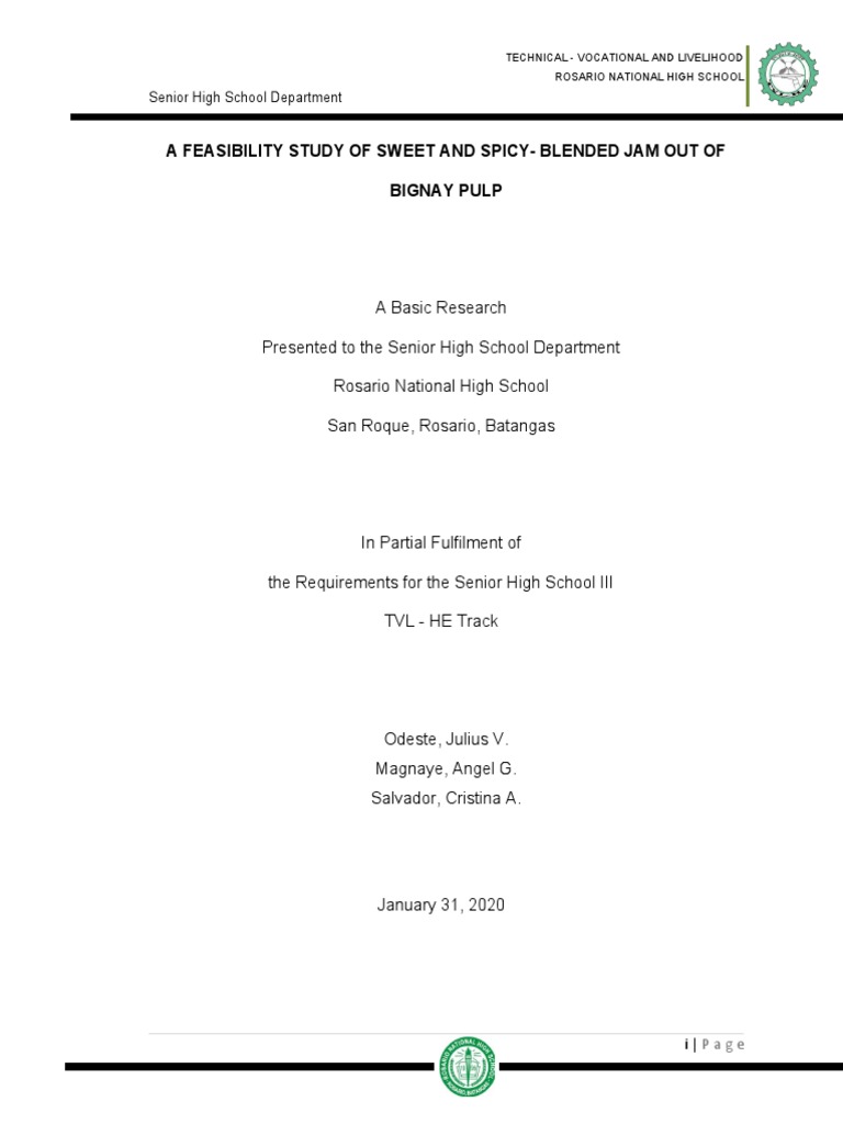 Sweet and Spicy Bignay Jam Feasibility Study PDF Methodology