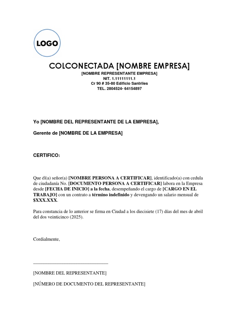 Carta Certificacion Laboral | PDF