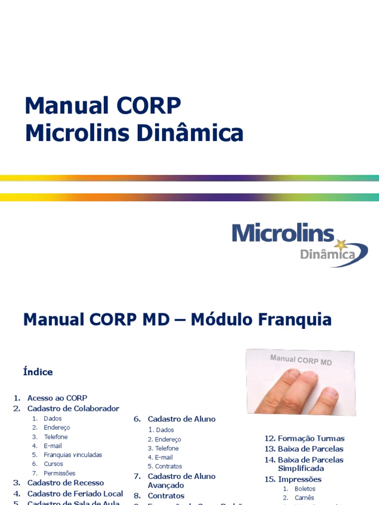 Manual CORP Microlins Dinâmica | PDF | Conta de transação | Impressão
