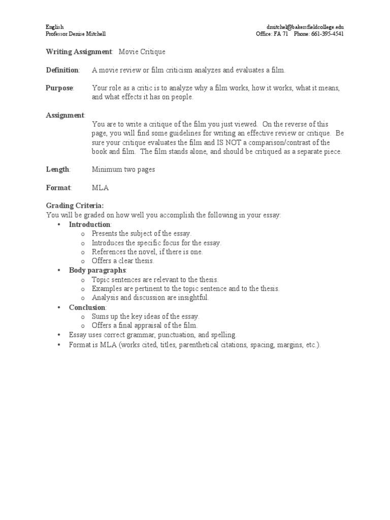 Film Critique Definition
