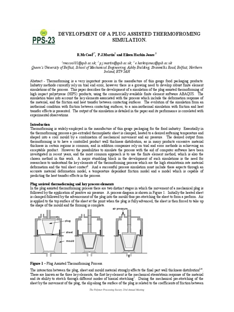 Simulation of Plug Assisted Thermoforming | PDF | Friction | Sheet Metal