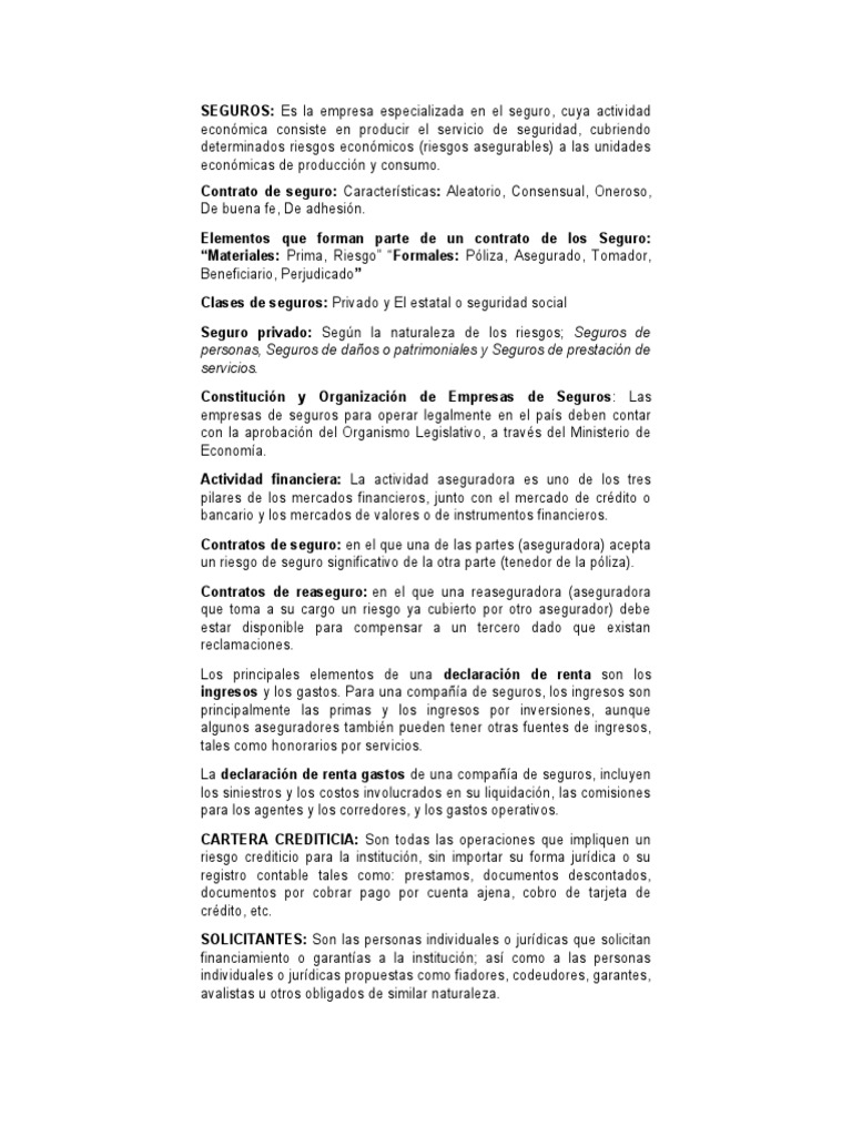 Guía de Seguros y Créditos Financieros | PDF | Seguro | Reaseguro