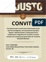 Convite: Data: 19/04/2023 Local: Aldeia Manoel Alves, Povo Krahô, Goiatins Horário: 9h