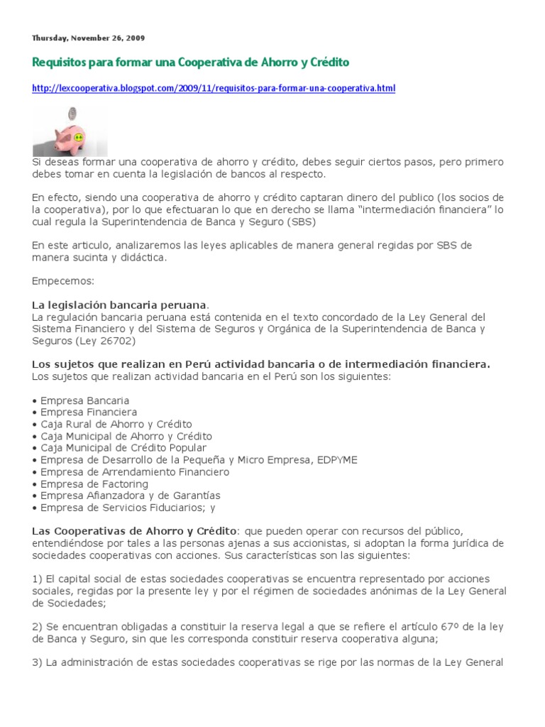 Requisitos para formar una cooperativa de ahorro | PDF | Cooperativa ...