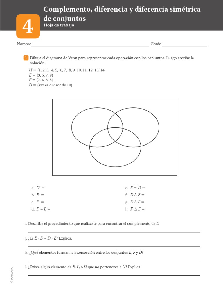 Hoja de Trabajo 04 - Complemento, Diferencia y Diferencia Simétrica de ...