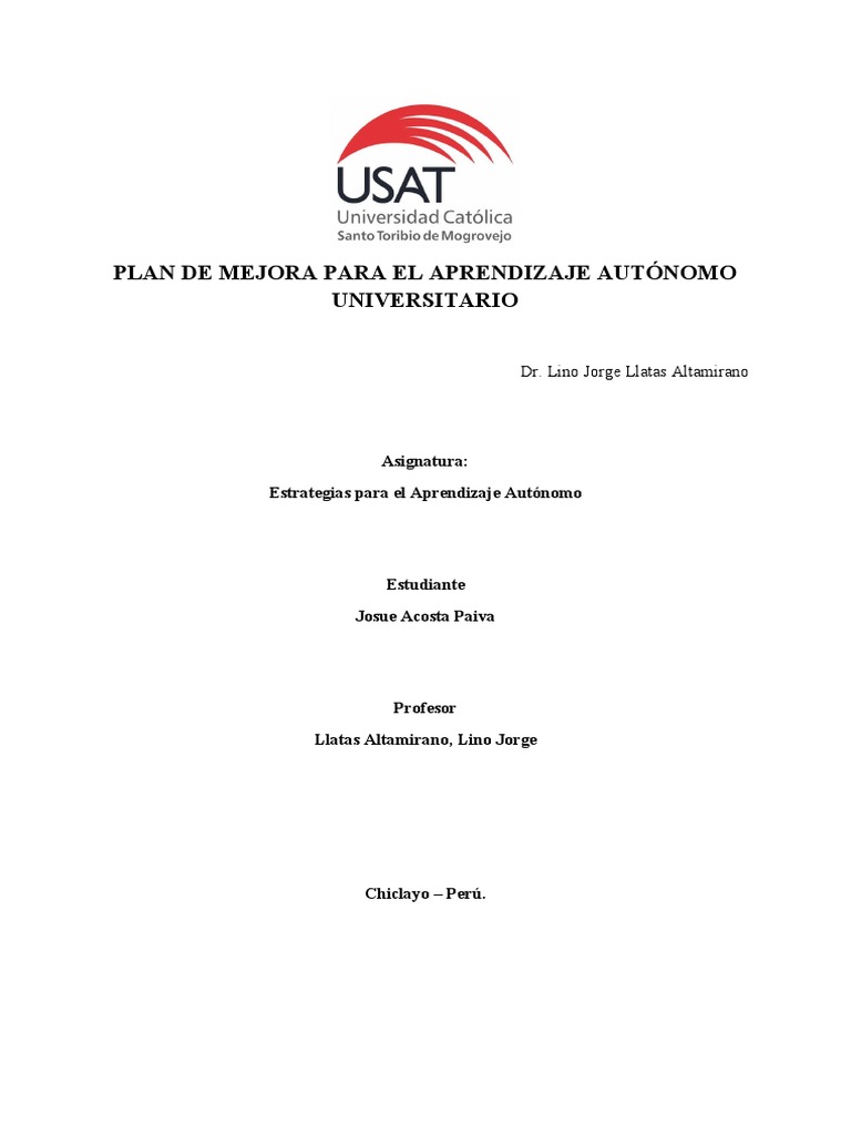 Formato Informe Plan de Mejora | PDF