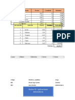 Id Articulo Articulo Precio Cantidad Subtotal: Sesión 02: Aplicaciones Informáticas