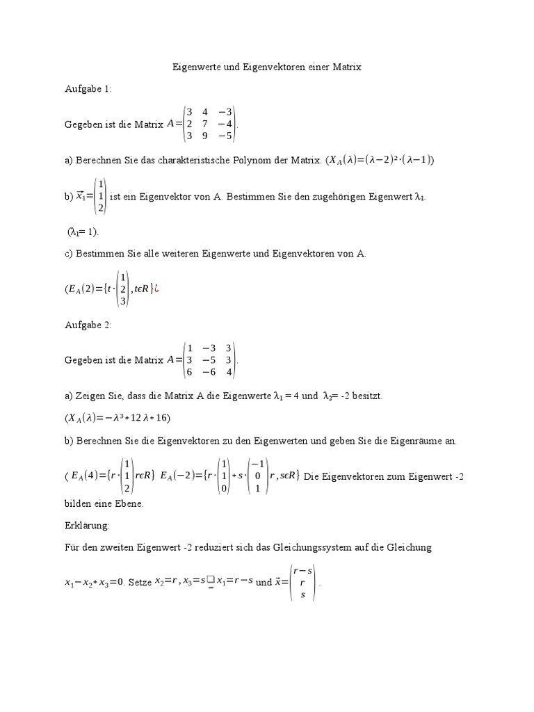 Eigenwerte Von Parameterabhängigen 6X6 Matrix – TRPD