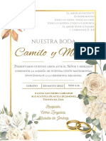 Invitacion Vertical para Bautizo Floral Dorada