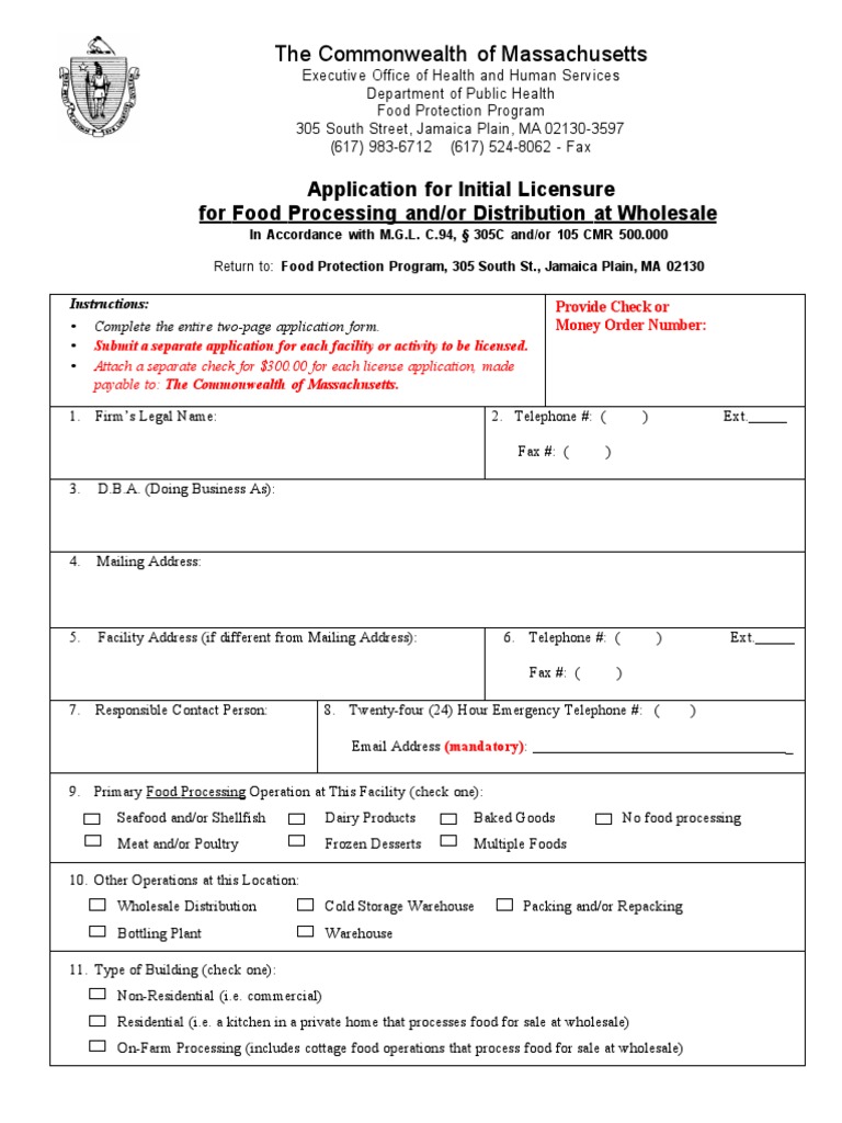 Food Processing Application With Product Codes PDF