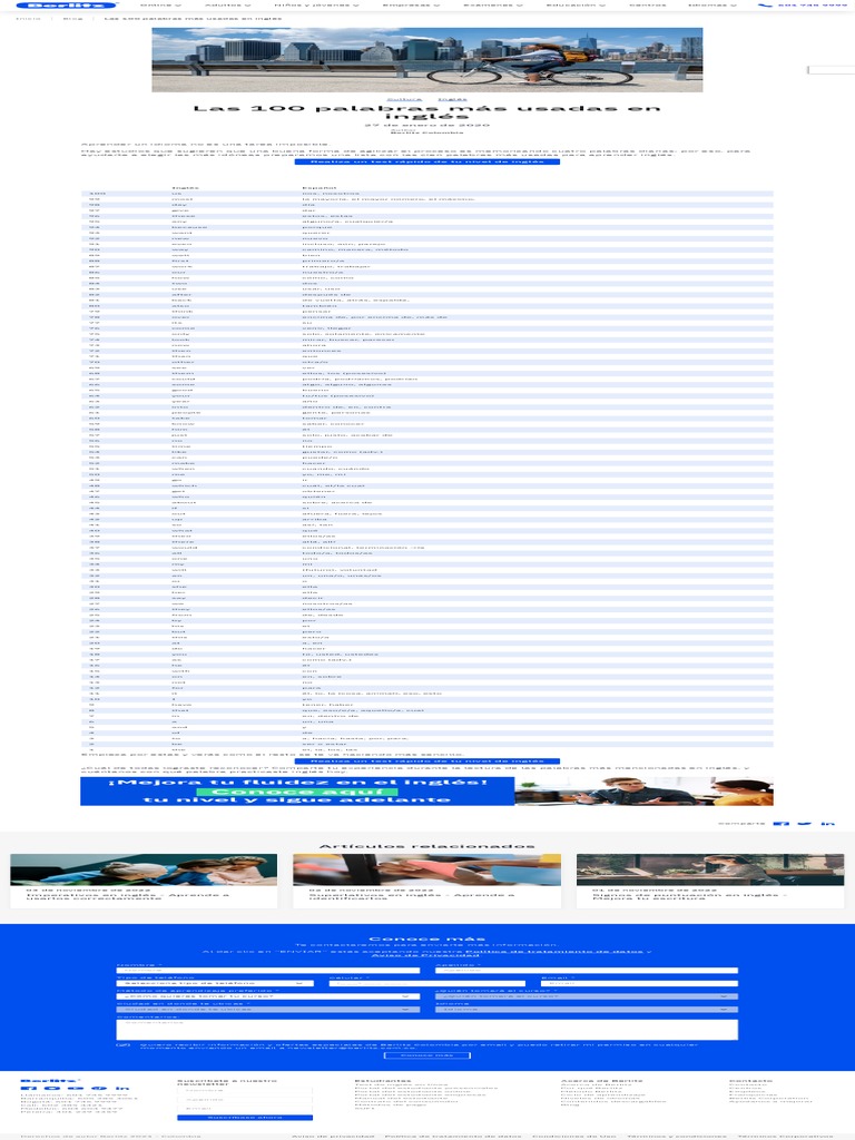 Las 100 Palabras Más Usadas En Inglés Berlitz Pdf