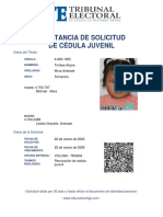 Constancia de Solicitud de Cédula Juvenil: 4-883-1925 Trinitee Arlyne Mora Andrade Femenino