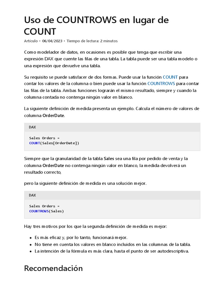 COUNTROWS Power BI Dax PDF