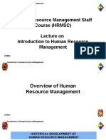 Human Resource Management Staff Course (HRMSC) Lecture On Introduction To Human Resource Management