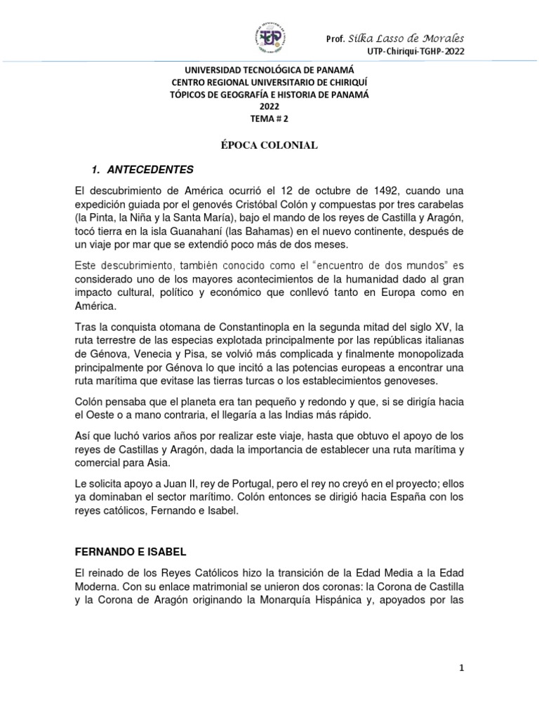 Datos de La Época Colonial PDF Imperio español Colonización