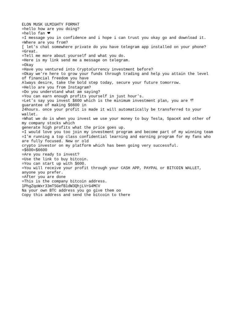 Scam Alert: Fake Elon Musk Crypto Scheme | PDF | Career & Growth