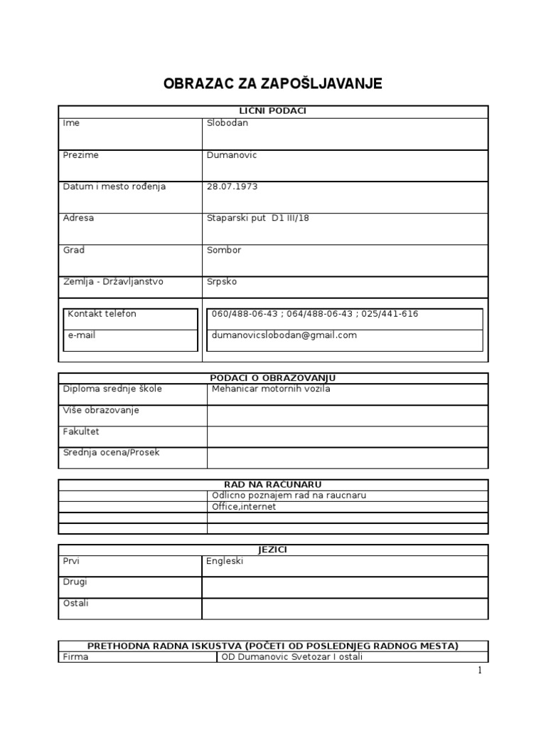 Blanko curriculum vitae picture