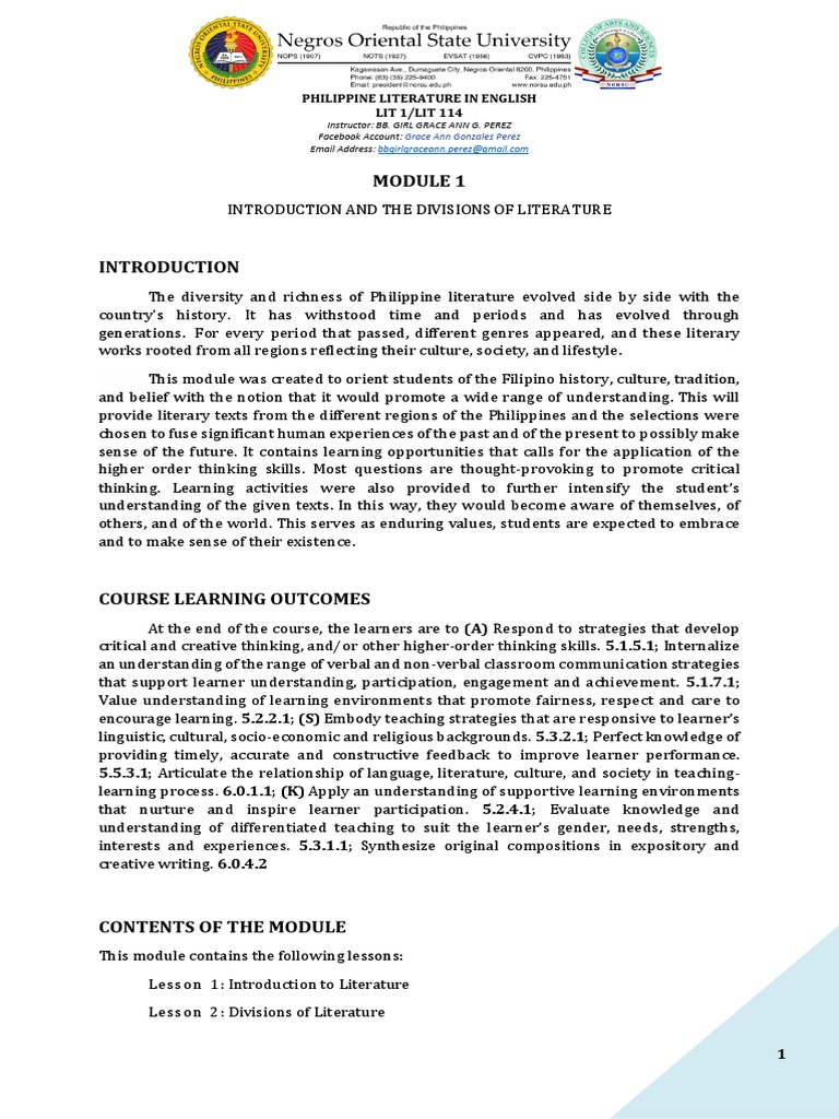 Module 1 - World Literature | PDF | Poetry | Metre (Poetry)