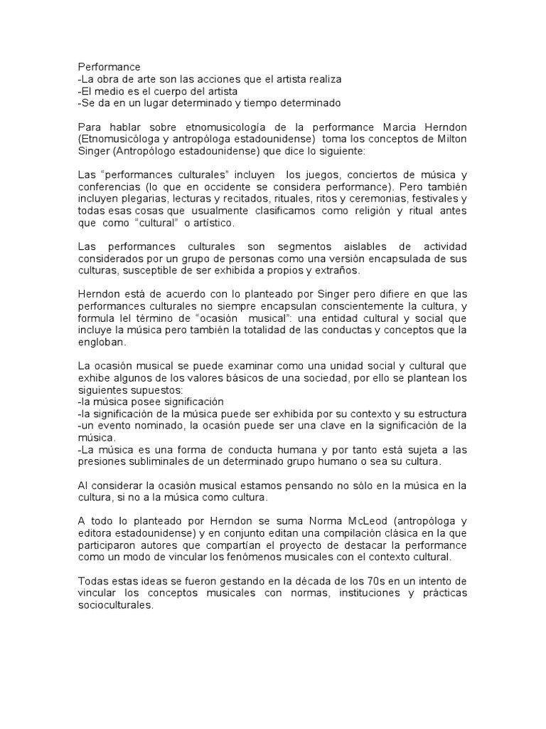 Performance y su Significado Cultural | PDF | Arte
