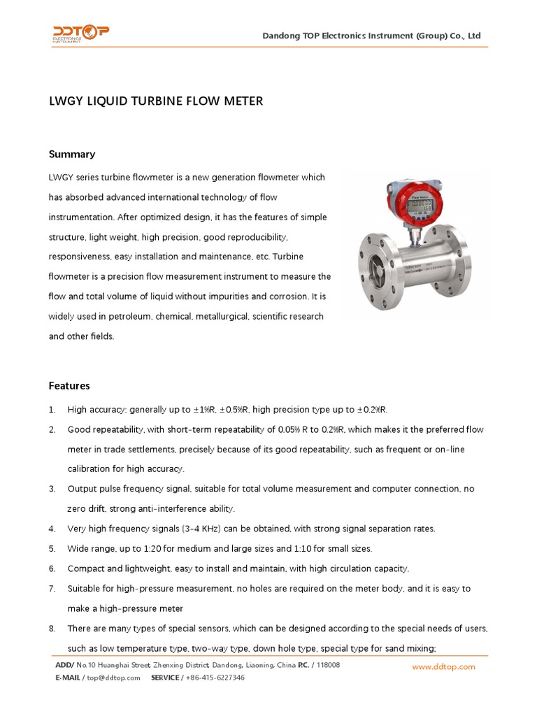 LWGY Turbine Flow Meter Overview | PDF | Flow Measurement | Power Supply