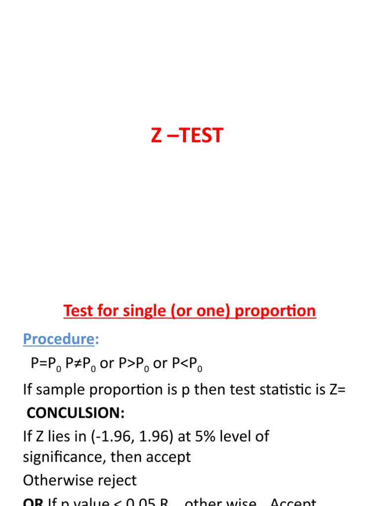 Z Test And T Test Pdf Statistical Hypothesis Testing P Value