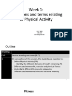 Week 1 - Definitions and Terms Relating To Physical Activity