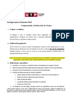 Consigna para El Examen Final Comprensión y Redacción de Textos Logro A Evaluar