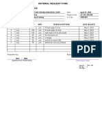 Material Request Form for Ceiling Framing Project