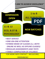 Admission Open: 11 & 12 Eco, B.ST & Psychology