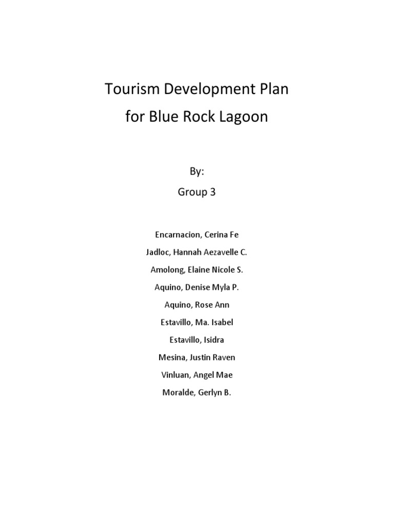 Tourism Development Plan for Blue Rock Lagoon PDF Waste Tourism