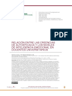 Relacion Entre Las Creencias de Autoeficacia y Los Niveles de Inteligencia Emocional en Docentes Universitarios