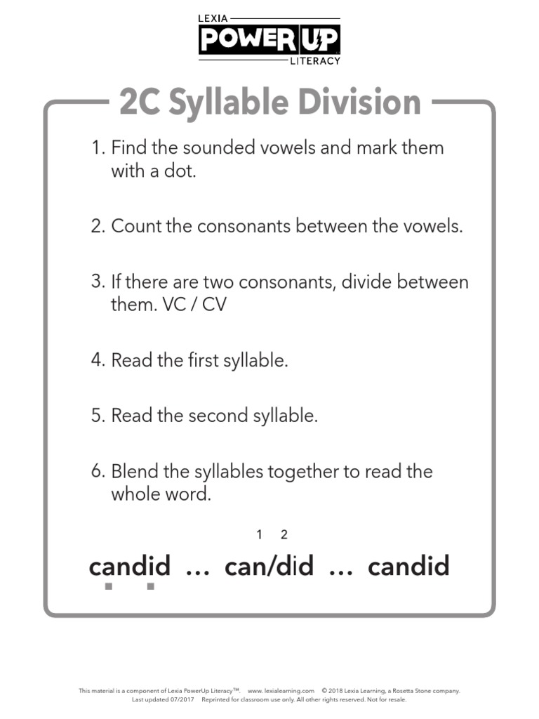 2C Syllable Division: Candid Can/d | PDF | Consonant | Syllable