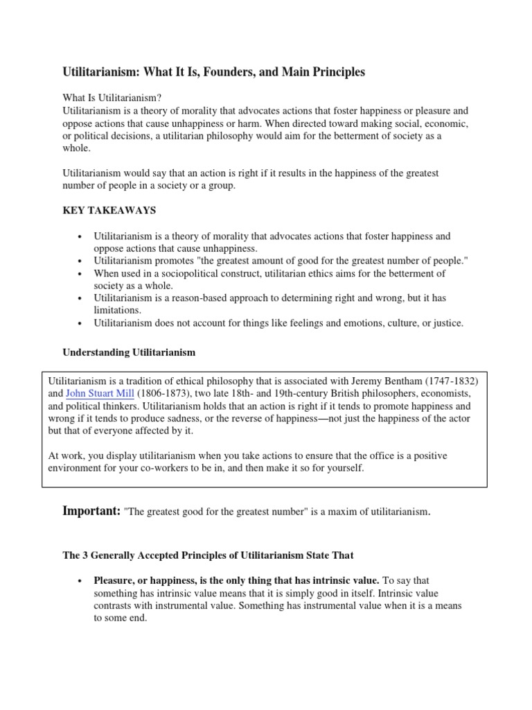 Utilitarianism Jeremy Bentham 1748 1832 Pdf Utilitarianism