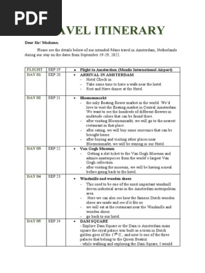 TRAVEL ITINERARY