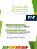 Penyesuaian Anggaran Dasar Badan Usaha Untuk Pemenuhan Persyaratan Dalam Online Single Submission (OSS)