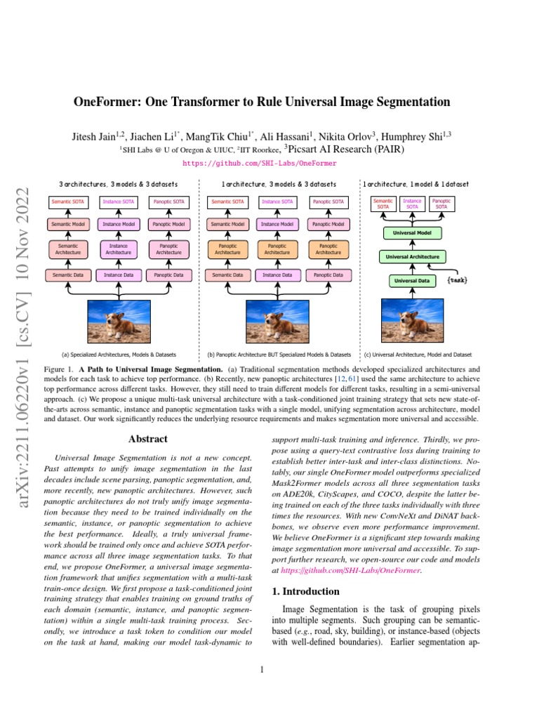 OneFormer: One Transformer To Rule Universal Image Segmentation | PDF ...