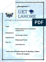 Rel between Num Analysis & AI - Assignment 1