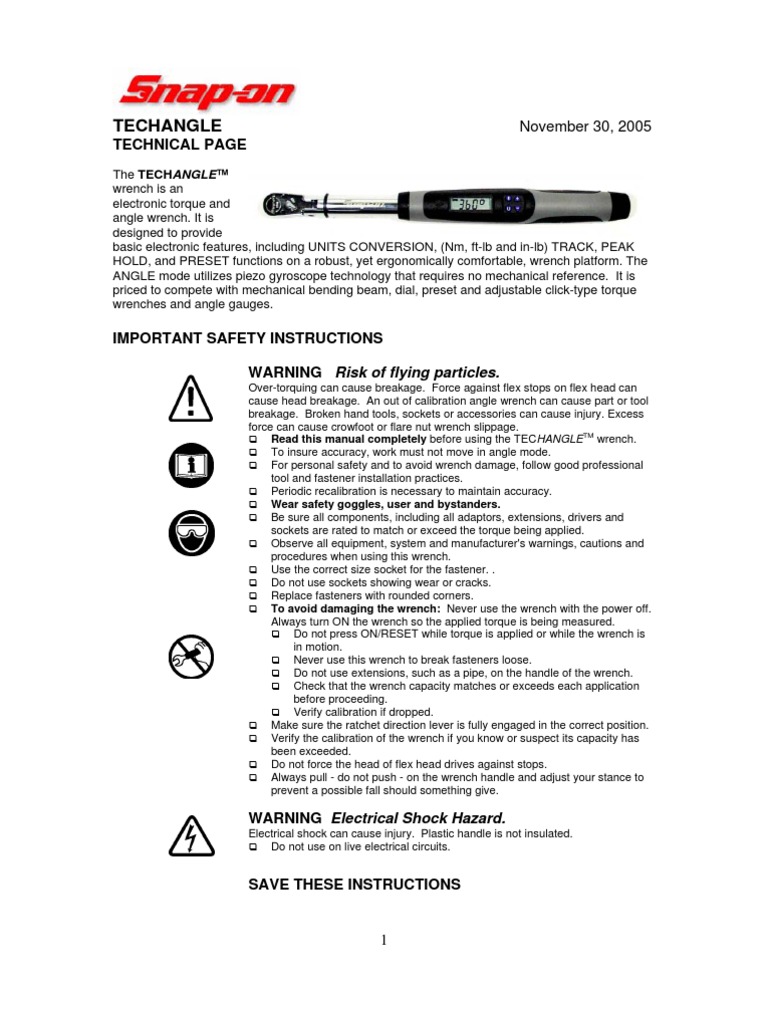 Torque Wrench SnapOn Torque Mechanical Engineering