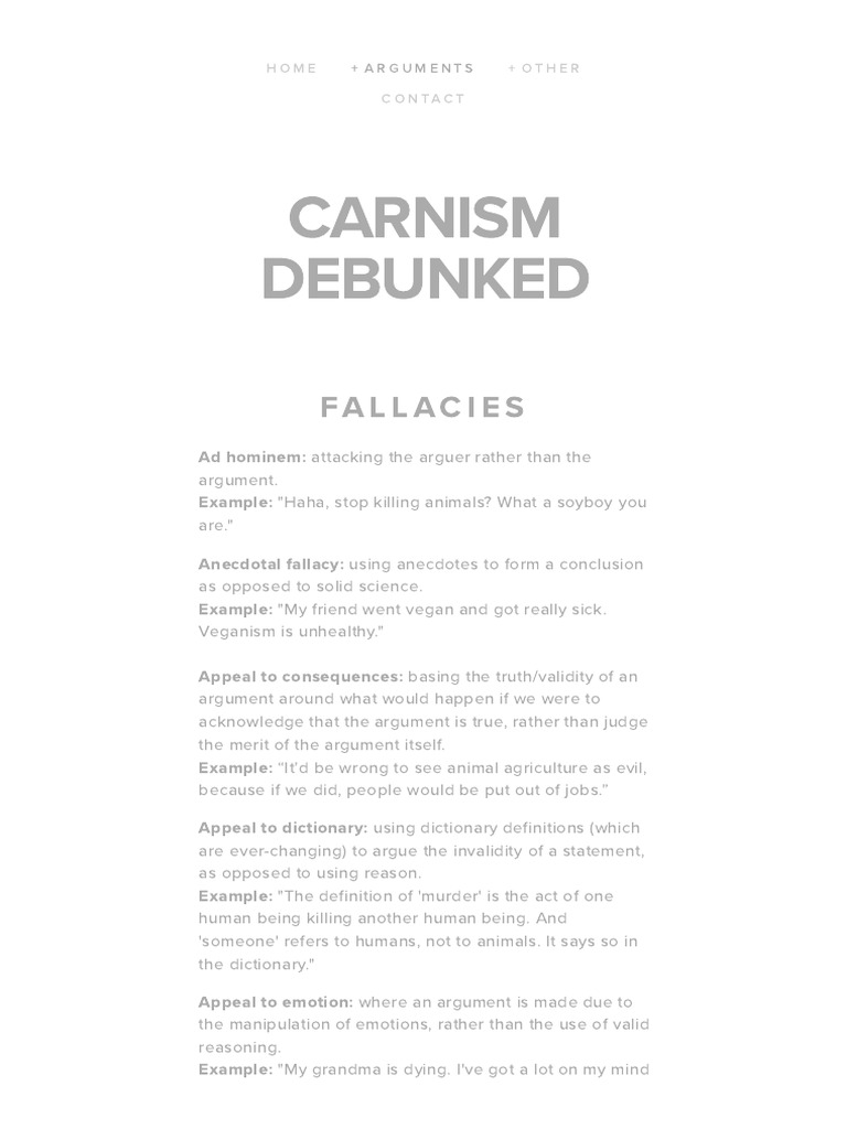 Carnism Debunked: Fallacies | PDF | Argument | Fallacy