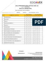 Escuela Preparatoria Oficial Num. 23 Boleta Semestral: C.C.T. 15EBH0226U