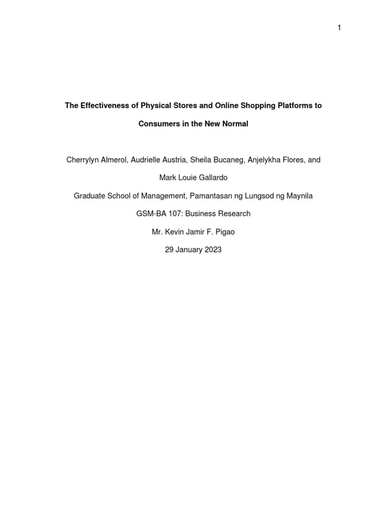 Business Research Paper PDF E Commerce Retail