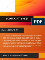 Complaint Sheet