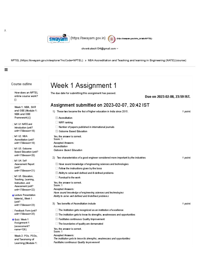 Week 1 assignment 1 assignment submitted on 2023 02 07 20 42 ist