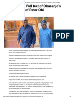 2023 Election - Full Text of Obasanjo's Endorsement of Peter Obi - Daily Post Nigeria