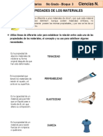 Las Propiedades de Los Materiales: Ejercicios Complementarios 6to Grado - Bloque 3