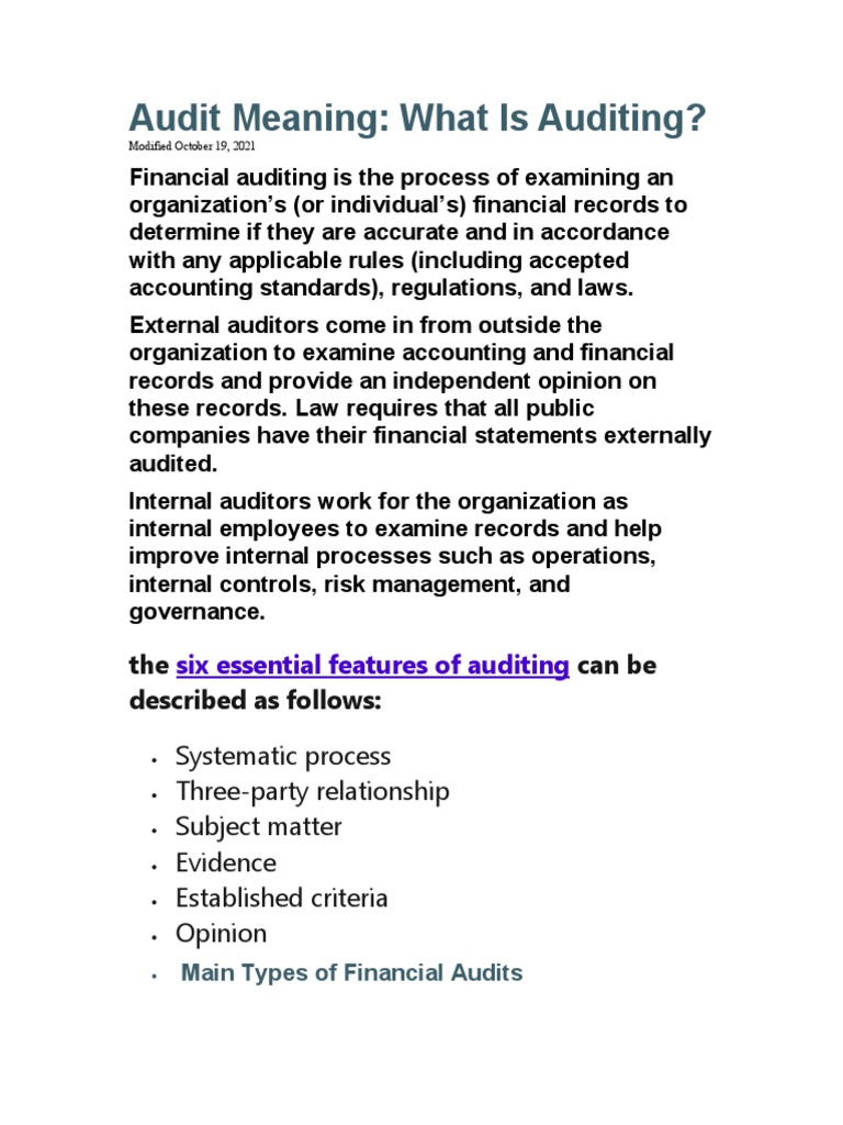 Audit Meaning And Definition