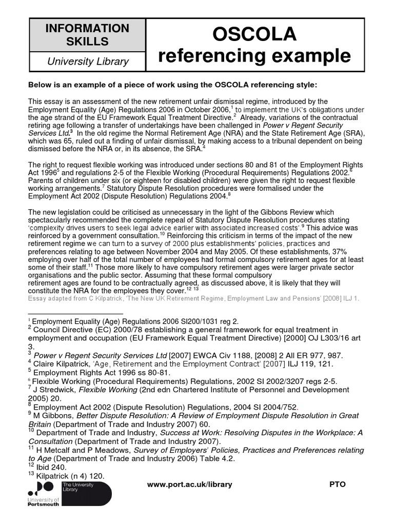 OSCOLA Referencing Style Example | PDF | Employment | European Union