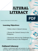Cultural Literacy: Prepared By: Frank Daren de Castro Bsned-4