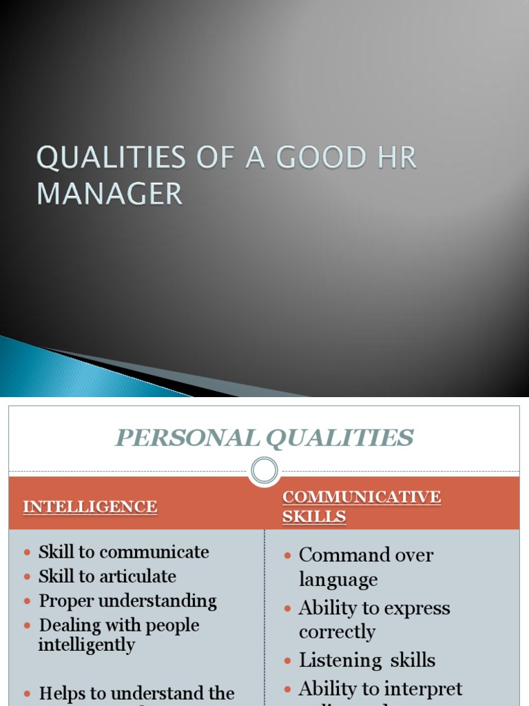 Qualities Of A Good Hr Manager Understanding Human Resource Management